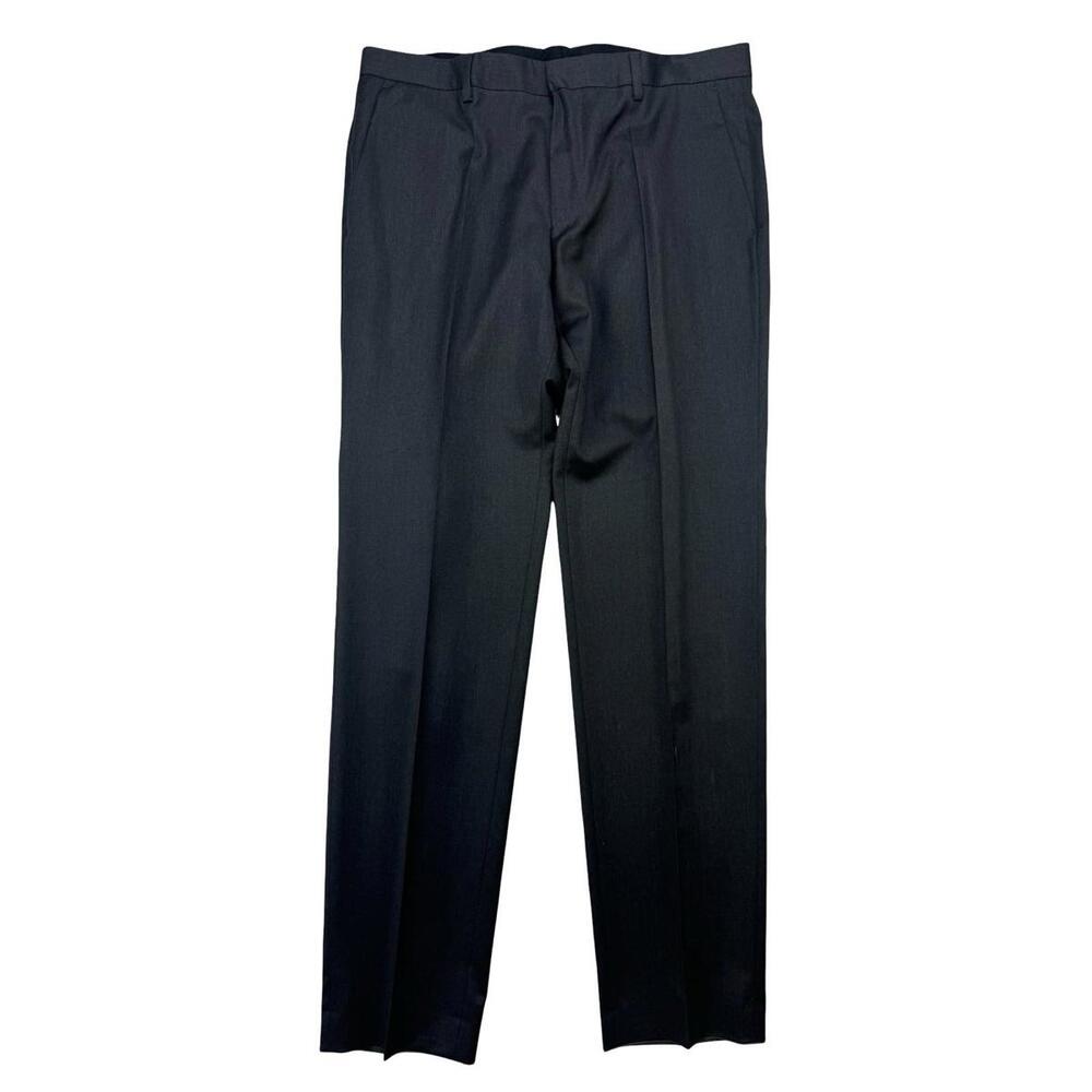 Hugo Boss Gibson_cyl Pleated Dress Pants Trousers Charcoal Grey Size US 34 R